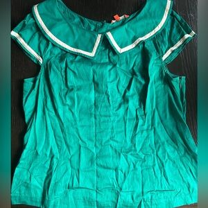 ModCloth Teal Cap Sleeve Women's Top